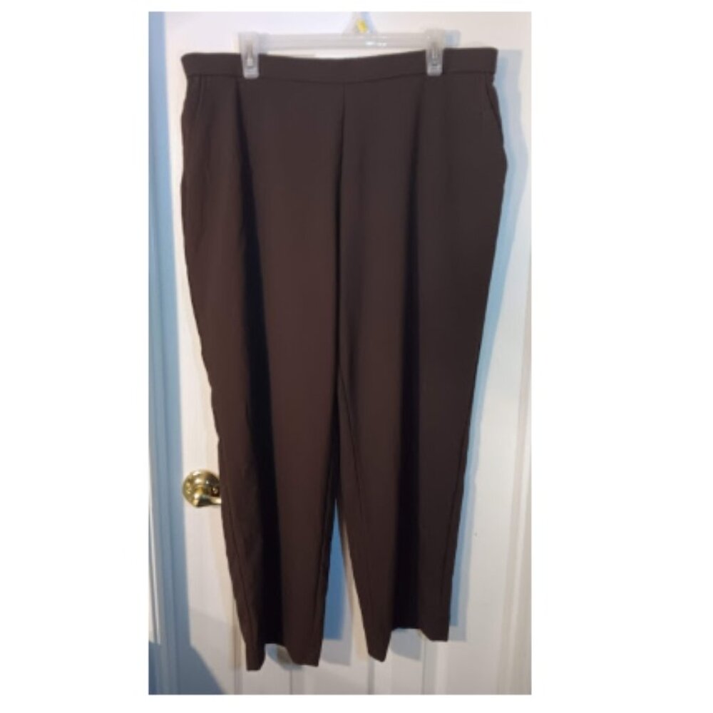 Kim Rogers size 18 petite brown elastic waist pants
